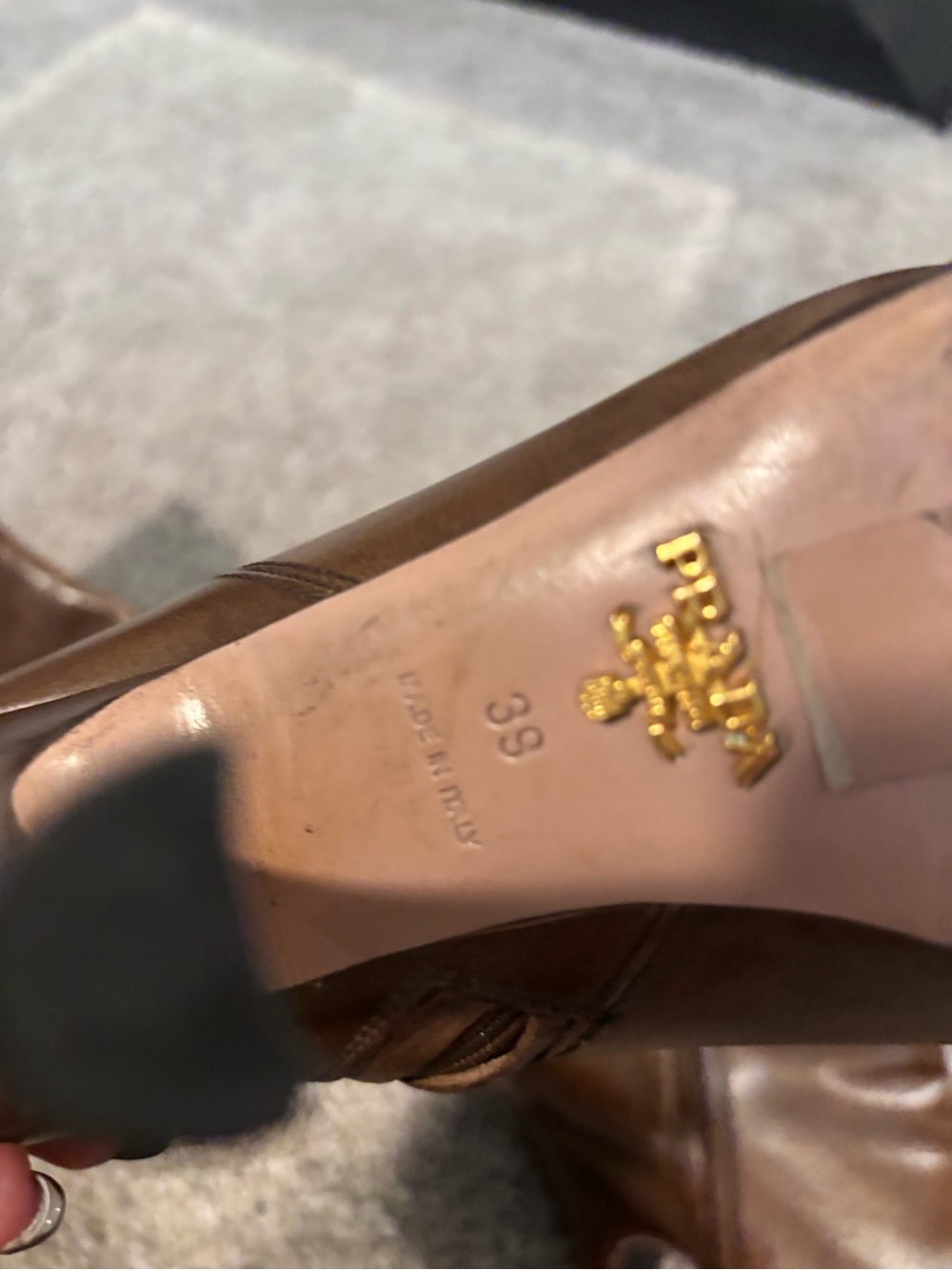 Prada Brown Leather Stiletto Boots - Picture 8 of 10
